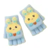 Cute rabbit-patterned black plush gloves, warm, anti-slip and thickened for women in autumn and winter Item Picture